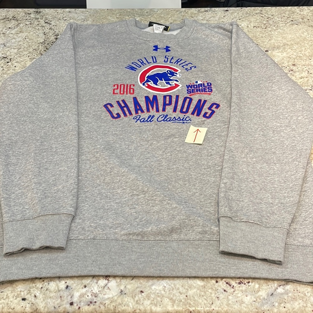 2XL XXL Chicago Cubs World Series Champions Under Armour Gray Grey Sweatshirt